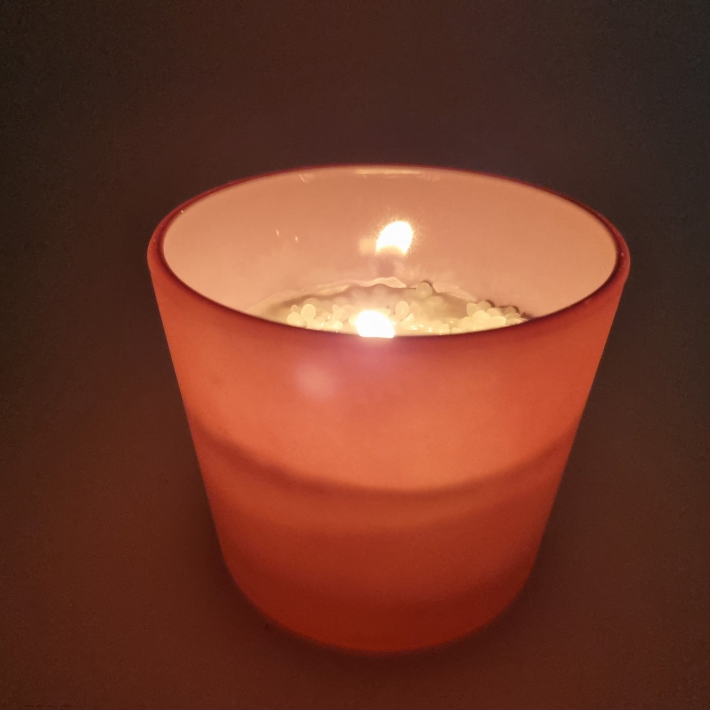 1010 Wachsfresser Maxi orange 10 cm Wachs lindengrün Flamme im Glas