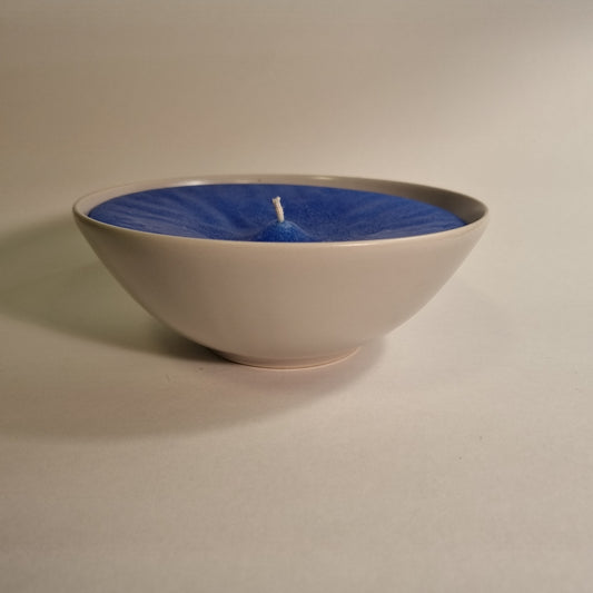 1006 Wachsfresser Keramikschale Beige 16.5 cm Wachs Blau 1 Docht