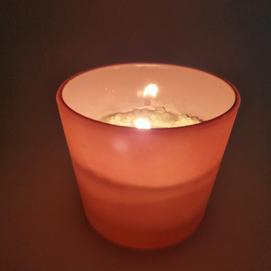 1010 Wachsfresser Maxi orange 10 cm  Wachs lindengrün Flamme im Glas