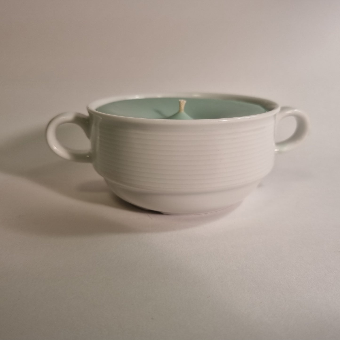 1008  Wachsfresser Keramikschale 10.5cm  Wachs Lindengrün/Opac 1 Docht