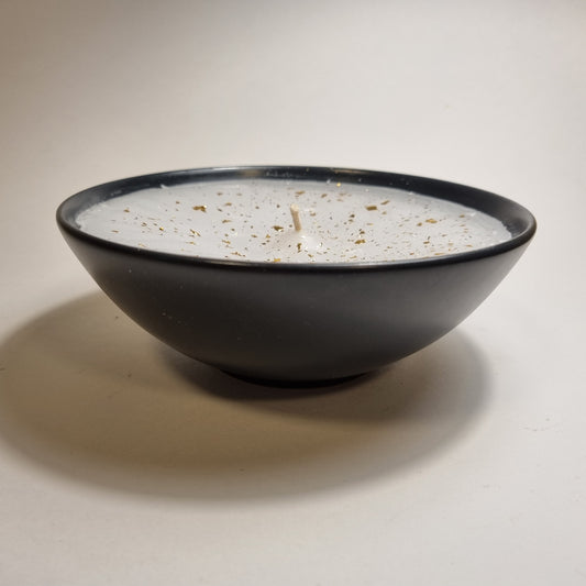 1021  Wachsfresser  Schale schwarz  16 cm  weiss/ gold