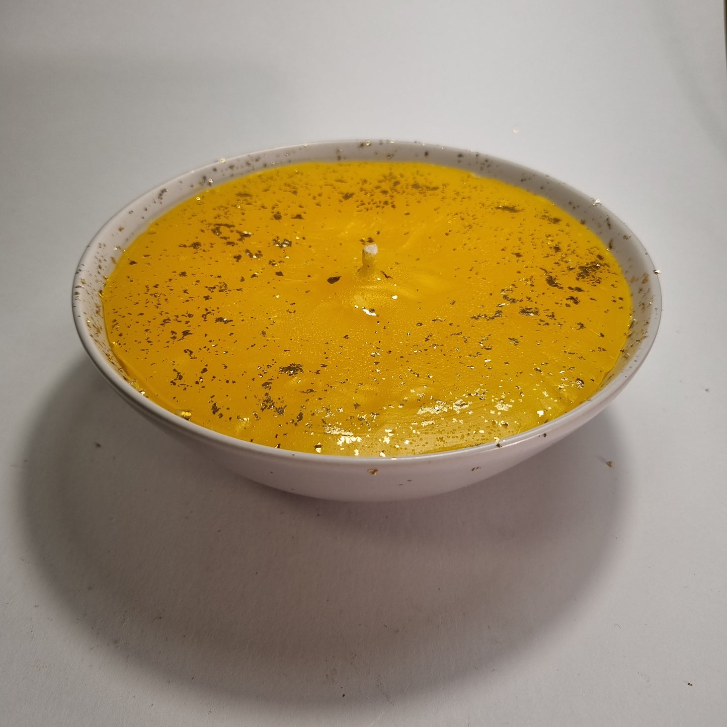 1027  Wachsfresser  Keraminschale 16 cm  Beige Wachs Gelb  Golddeko