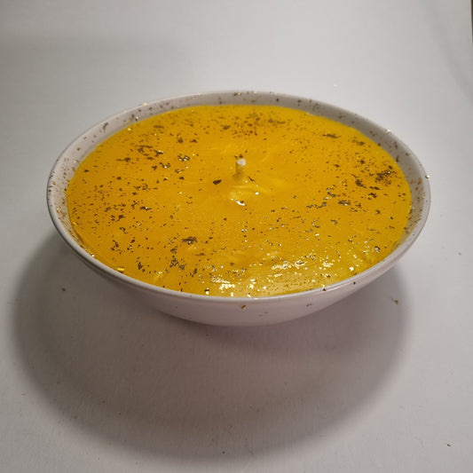 1027  Wachsfresser  Keraminschale 16 cm  Beige Wachs Gelb  Golddeko