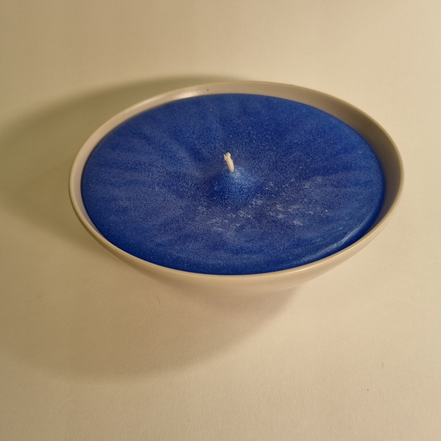 1006 Wachsfresser  Keramikschale  Beige 16.5 cm  Wachs Blau  1 Docht